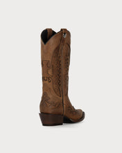 Cargar imagen en el visor de la galería, Hannah Wood western boot, back view with stacked heel