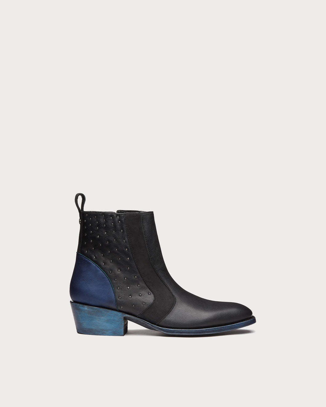 black and blue boots