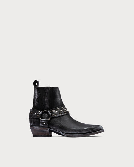 black leather ankle boots